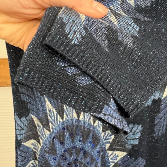 Desigual Helen Mandala Sequin Print 3/4 Sleeve Knit Mini Scoop Neck Dress Sz M - Picture 8 of 13